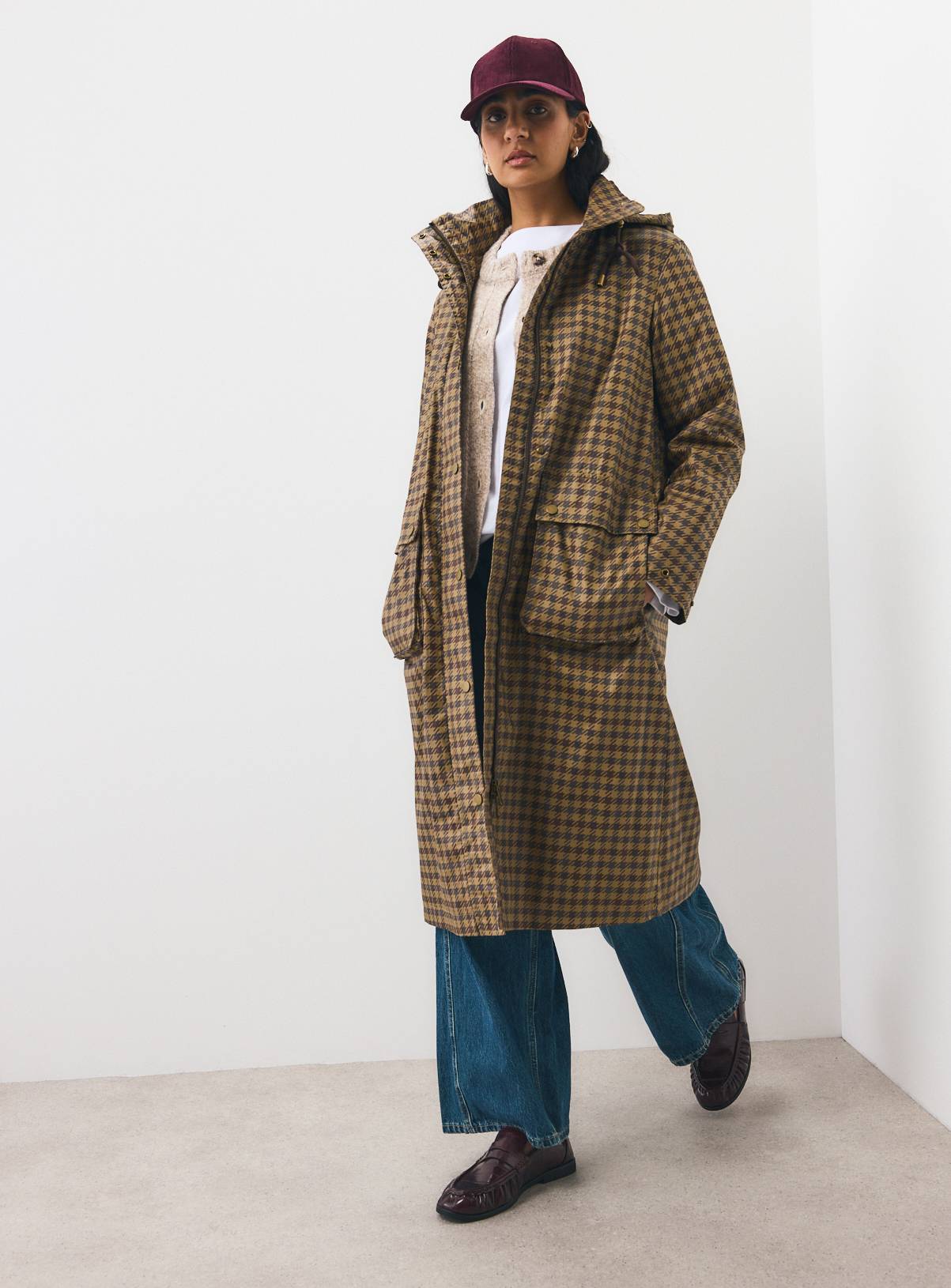 Shower Resistant Houndstooth Hooded Parka M - Image 2
